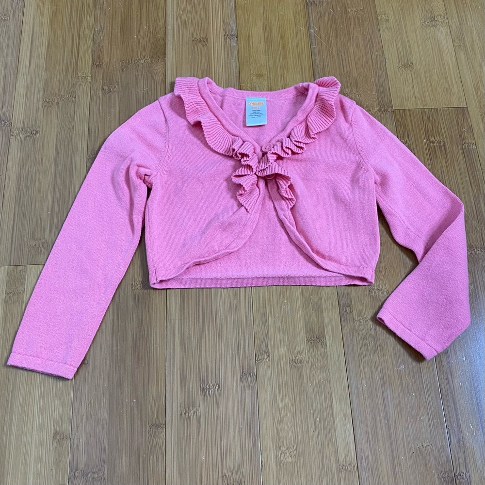 Gymboree Ruffle Cropped Cardigan pink XS(4)